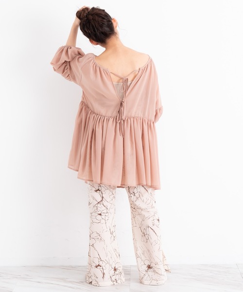 VANNIE U(ヴァニーユー)の「VANNIE U 2WAYリボン開きシフォンチュニック(シャツ/ブラウス・レディース・ホワイト/ベージュ・FREE)」の21枚目の写真