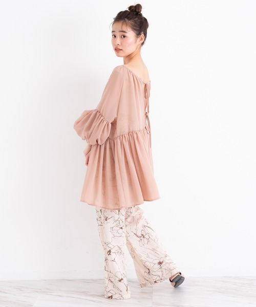 VANNIE U(ヴァニーユー)の「VANNIE U 2WAYリボン開きシフォンチュニック(シャツ/ブラウス・レディース・ホワイト/ベージュ・FREE)」の20枚目の写真