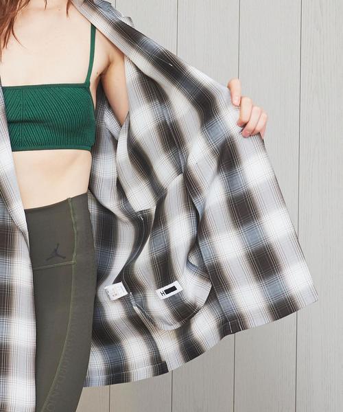 H beauty&youth ウールシャツジャケット　ユナイテッドアローズ H BEAUTY&YOUTH ＞ WOOL OMBRE CHECK WIDE REGULAR COLLAR SHIRT