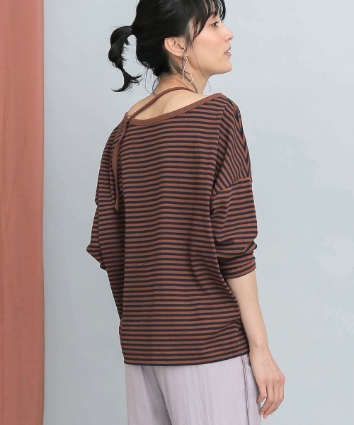 Bou Jeloud(ブージュルード)の「抗菌ケア2wayネックボーダープルオーバー(Tシャツ/カットソー・レディース・ブラック/ブラウン・FREE)」の18枚目の写真