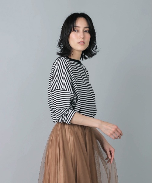 Bou Jeloud(ブージュルード)の「抗菌ケア2wayネックボーダープルオーバー(Tシャツ/カットソー・レディース・ブラック/ブラウン・FREE)」の7枚目の写真