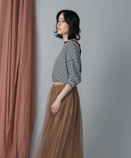 Bou Jeloud(ブージュルード)の「抗菌ケア2wayネックボーダープルオーバー(Tシャツ/カットソー・レディース・ブラック/ブラウン・FREE)」の10枚目の写真