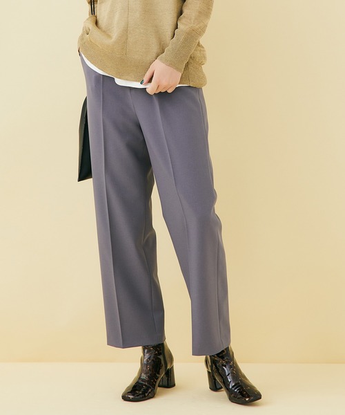 STUDIOUS(ステュディオス)の「【STUDIOUS】センタープレスタックストレートパンツ(その他パンツ・レディース・パープル/レッド/ブラック・1/2)」の2枚目の写真