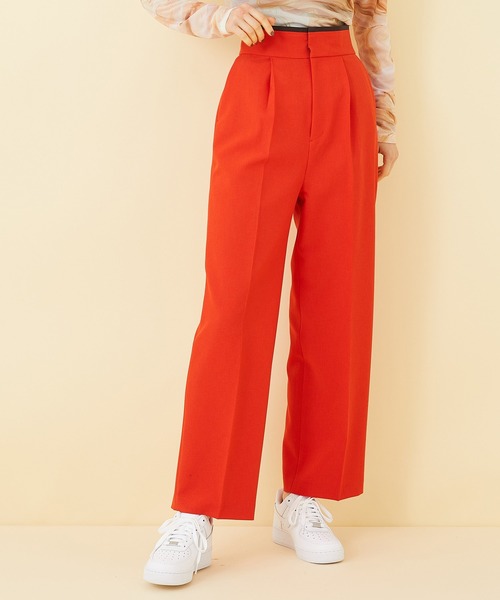 STUDIOUS(ステュディオス)の「【STUDIOUS】センタープレスタックストレートパンツ(その他パンツ・レディース・パープル/レッド/ブラック・1/2)」の3枚目の写真