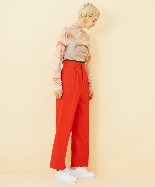 STUDIOUS(ステュディオス)の「【STUDIOUS】センタープレスタックストレートパンツ(その他パンツ・レディース・パープル/レッド/ブラック・1/2)」の5枚目の写真