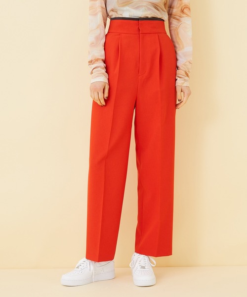 STUDIOUS(ステュディオス)の「【STUDIOUS】センタープレスタックストレートパンツ(その他パンツ・レディース・パープル/レッド/ブラック・1/2)」の6枚目の写真