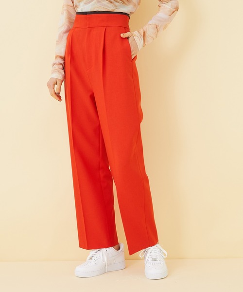 STUDIOUS(ステュディオス)の「【STUDIOUS】センタープレスタックストレートパンツ(その他パンツ・レディース・パープル/レッド/ブラック・1/2)」の7枚目の写真