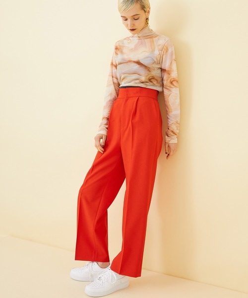 STUDIOUS(ステュディオス)の「【STUDIOUS】センタープレスタックストレートパンツ(その他パンツ・レディース・パープル/レッド/ブラック・1/2)」の15枚目の写真