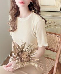 classicalelf | 上品な光沢感。ミニプリーツ半袖トップス(Tシャツ/カットソー)