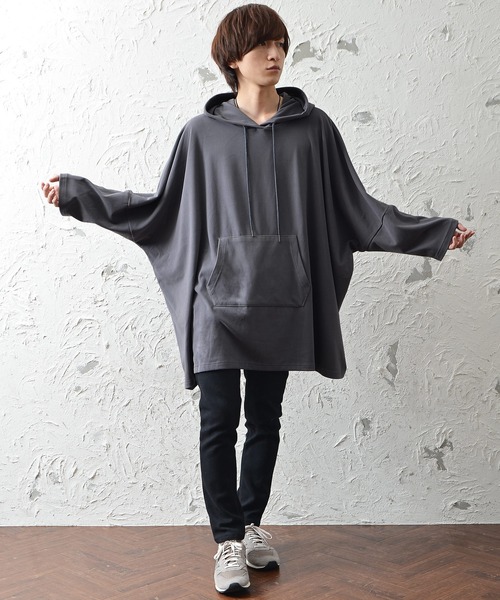 MinoriTY（マイノリティ）の「メンズスーパービッグポンチョパーカー（パーカー・メンズ・ブラック/チャコール/モカ・M/L）」の15枚目の写真