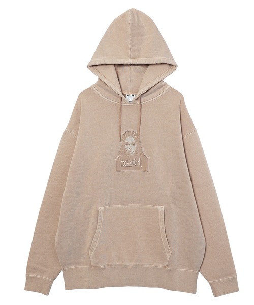 X-girl（エックスガール）の「FACE PIGMENT DYED SWEAT HOODIE