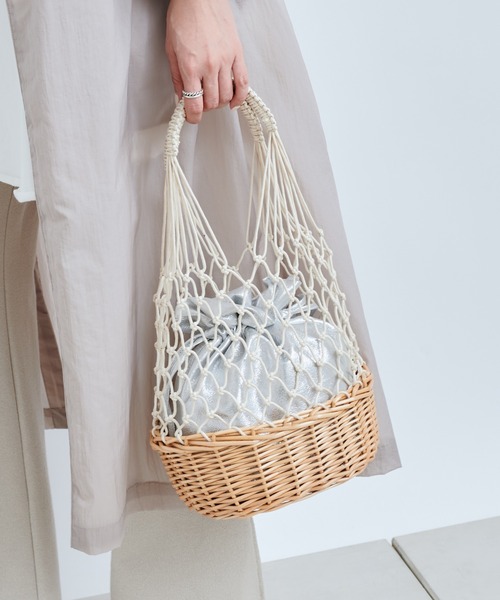 DouDou（ドゥドゥ）の「柳×マクラメ編みバッグ（トートバッグ・レディース・キナリ/ブラウン・FREE）」の10枚目の写真