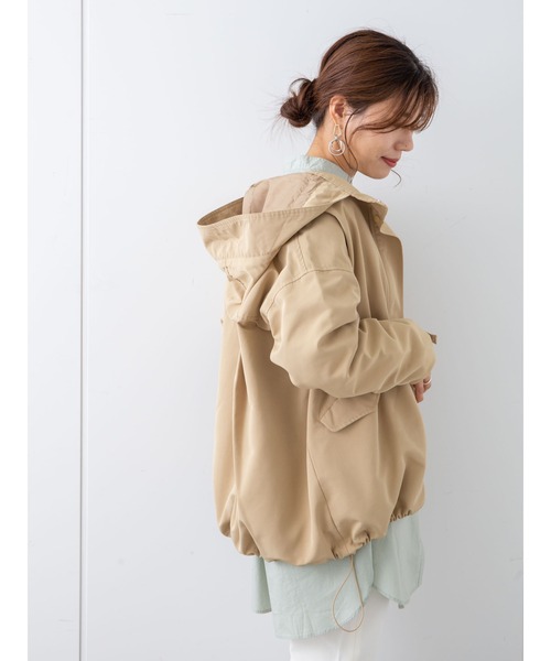 Green　Parks（グリーンパークス）の「ショートマンパ＊（マウンテンパーカー・レディース・ライトカーキ/アイボリー/ベージュ/ネイビー・FREE）」の9枚目の写真