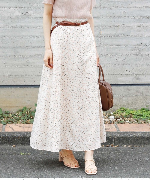 Crisp yours(クリスプユアーズ)の「フロートフレアスカート(スカート・レディース・ブラウン/アイボリー・FREE)」の1枚目の写真