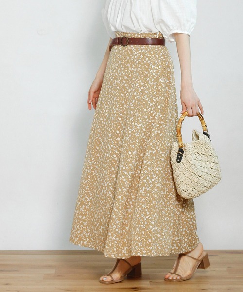 Crisp yours(クリスプユアーズ)の「フロートフレアスカート(スカート・レディース・ブラウン/アイボリー・FREE)」の2枚目の写真