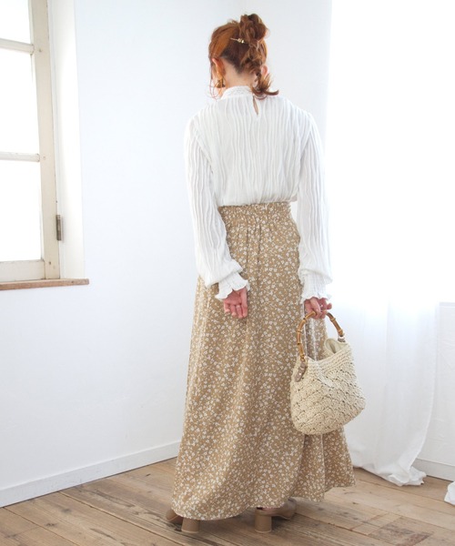 Crisp yours(クリスプユアーズ)の「フロートフレアスカート(スカート・レディース・ブラウン/アイボリー・FREE)」の6枚目の写真