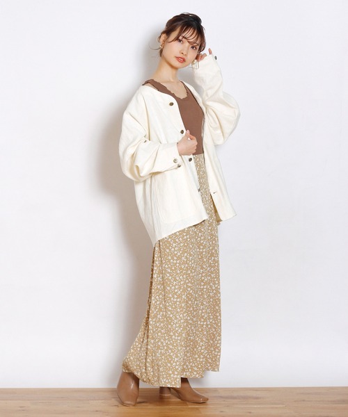 Crisp yours(クリスプユアーズ)の「フロートフレアスカート(スカート・レディース・ブラウン/アイボリー・FREE)」の9枚目の写真