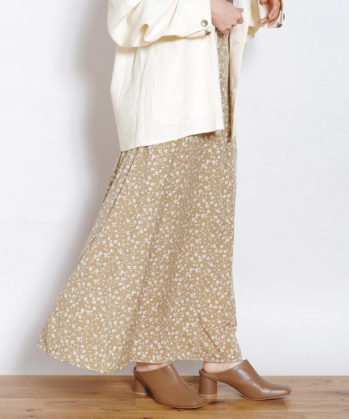 Crisp yours(クリスプユアーズ)の「フロートフレアスカート(スカート・レディース・ブラウン/アイボリー・FREE)」の3枚目の写真