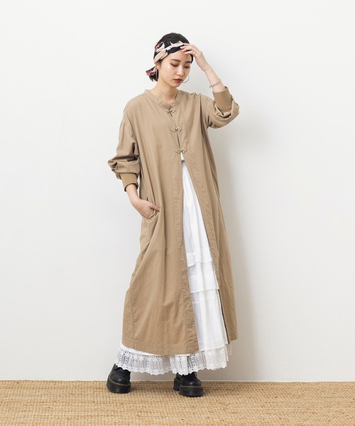 khakito(カーキト)の「チャイナロングガウン(ワンピース・レディース・ライトグレー/ライトカーキ/ライトベージュ・FREE)」の5枚目の写真