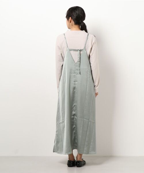 n'ee-ne（ネーネ）の「サテンワンピース+テレコインナー　セット（ワンピース・レディース・ベージュ/ブルー/グリーン/ネイビー・M）」の12枚目の写真