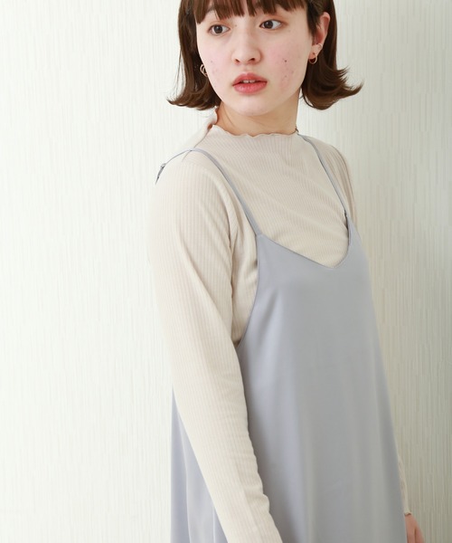 n'ee-ne（ネーネ）の「サテンワンピース+テレコインナー　セット（ワンピース・レディース・ベージュ/ブルー/グリーン/ネイビー・M）」の22枚目の写真