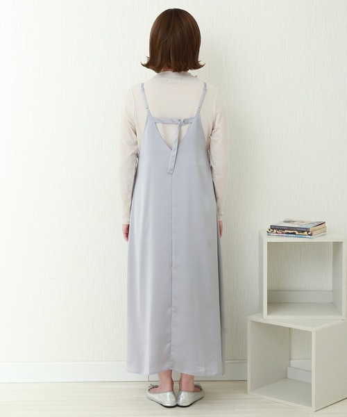 n'ee-ne（ネーネ）の「サテンワンピース+テレコインナー　セット（ワンピース・レディース・ベージュ/ブルー/グリーン/ネイビー・M）」の18枚目の写真