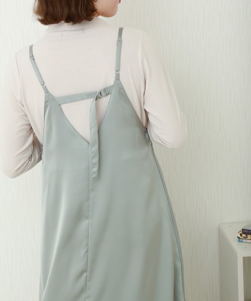 n'ee-ne（ネーネ）の「サテンワンピース+テレコインナー　セット（ワンピース・レディース・ベージュ/ブルー/グリーン/ネイビー・M）」の17枚目の写真