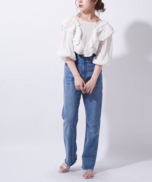 Chico（チコ）の「2wayボリュームフリルブラウス（シャツ/ブラウス・レディース・ホワイト/ミント/ブラック・FREE）」の12枚目の写真