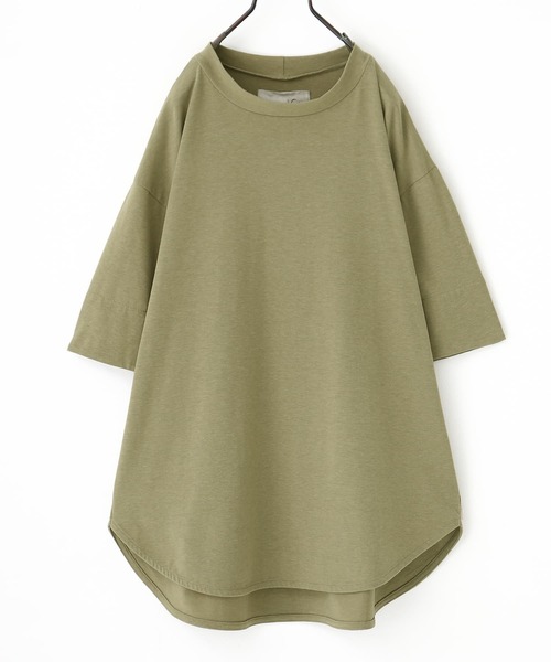 n'OrLABEL(ノアールレーベル)の「『モックネック×ラウンドヘムTシャツ』(Tシャツ/カットソー・レディース・ブラウン/オフホワイト/ブラック/パープル/チャコール/ライトカーキ/グレイッシュベージュ・2/1)」の6枚目の写真