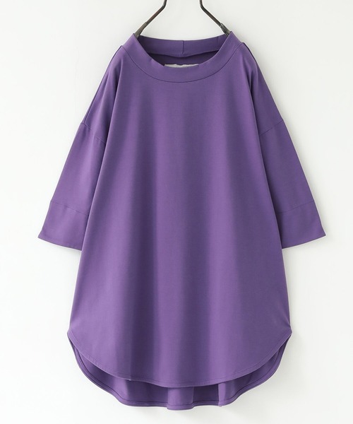 n'OrLABEL(ノアールレーベル)の「『モックネック×ラウンドヘムTシャツ』(Tシャツ/カットソー・レディース・ブラウン/オフホワイト/ブラック/パープル/チャコール/ライトカーキ/グレイッシュベージュ・2/1)」の7枚目の写真