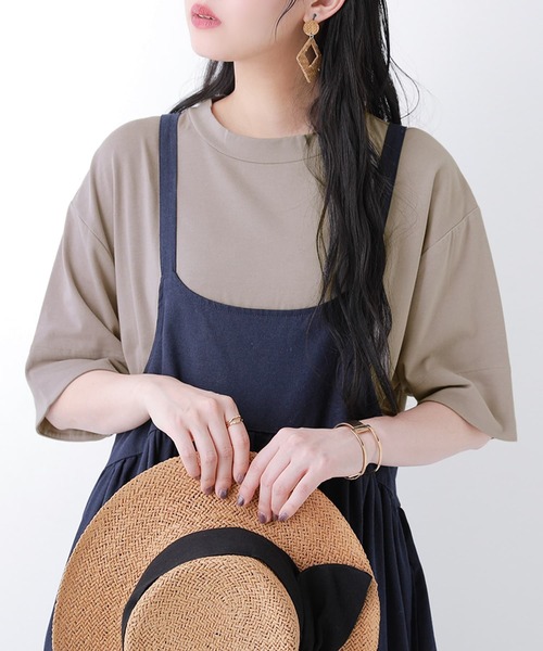 n'OrLABEL(ノアールレーベル)の「『モックネック×ラウンドヘムTシャツ』(Tシャツ/カットソー・レディース・ブラウン/オフホワイト/ブラック/パープル/チャコール/ライトカーキ/グレイッシュベージュ・2/1)」の16枚目の写真