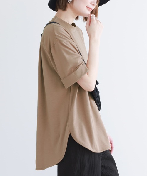 n'OrLABEL(ノアールレーベル)の「『モックネック×ラウンドヘムTシャツ』(Tシャツ/カットソー・レディース・ブラウン/オフホワイト/ブラック/パープル/チャコール/ライトカーキ/グレイッシュベージュ・2/1)」の19枚目の写真