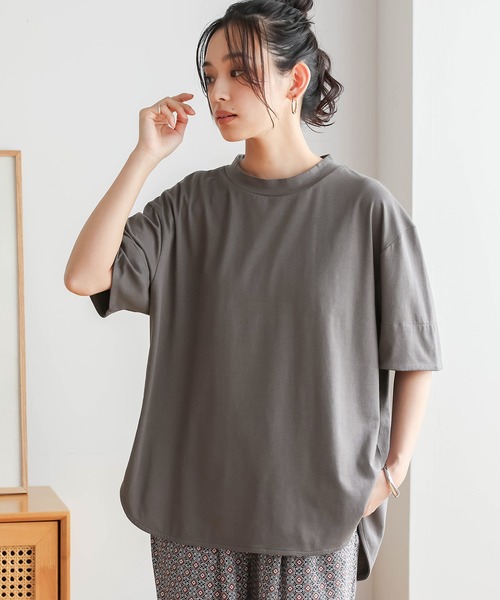 n'OrLABEL(ノアールレーベル)の「『モックネック×ラウンドヘムTシャツ』(Tシャツ/カットソー・レディース・ブラウン/オフホワイト/ブラック/パープル/チャコール/ライトカーキ/グレイッシュベージュ・2/1)」の20枚目の写真