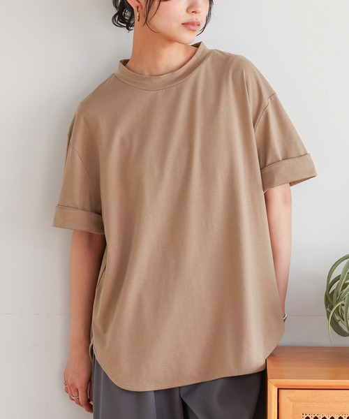 n'OrLABEL(ノアールレーベル)の「『モックネック×ラウンドヘムTシャツ』(Tシャツ/カットソー・レディース・ブラウン/オフホワイト/ブラック/パープル/チャコール/ライトカーキ/グレイッシュベージュ・2/1)」の18枚目の写真