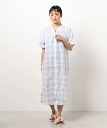 KID BLUE（キッドブルー）の「キッドブルー -21シャーリングギンガム -5分袖ナイティ -KNQM334 -kidblue（ルームウェア/パジャマ）」