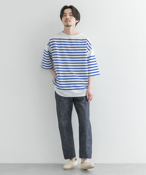 URBAN RESEARCH（アーバンリサーチ）の「リラックスボートネックボーダーショートスリーブ（Tシャツ/カットソー・メンズ・ブラック系その他/ホワイト系その他/ブルー系その他・MEDIUM/LARGE）」の11枚目の写真