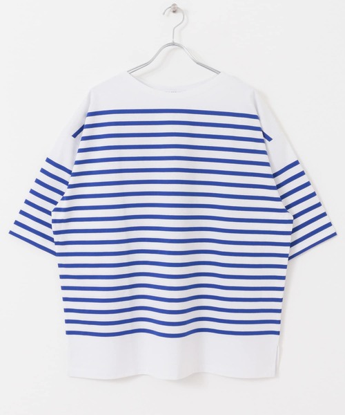 URBAN RESEARCH（アーバンリサーチ）の「リラックスボートネックボーダーショートスリーブ（Tシャツ/カットソー・メンズ・ブラック系その他/ホワイト系その他/ブルー系その他・MEDIUM/LARGE）」の12枚目の写真