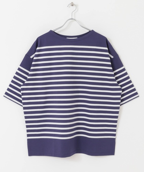 URBAN RESEARCH（アーバンリサーチ）の「リラックスボートネックボーダーショートスリーブ（Tシャツ/カットソー・メンズ・ブラック系その他/ホワイト系その他/ブルー系その他・MEDIUM/LARGE）」の8枚目の写真