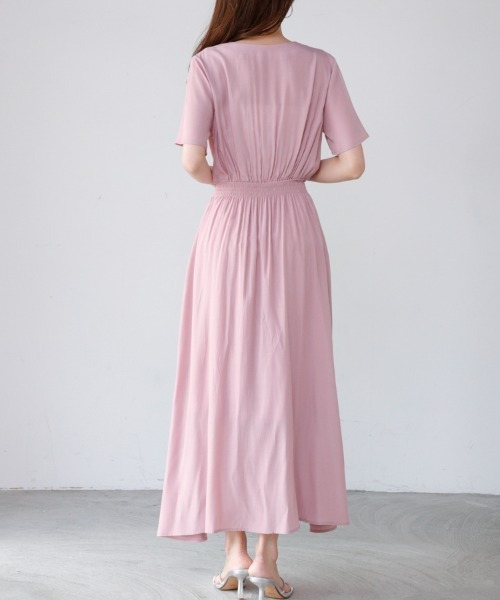 りい様 ワンピース Mピンクベージュ M.deux（エムドゥ）の「カシュクール女神ワンピース（ワンピース