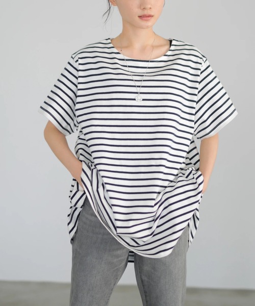 AMERICAN HOLIC（アメリカンホリック）の「フレアライン半袖カットプルオーバー　＊（Tシャツ/カットソー・レディース・サックスブルー/その他7/チャコールグレー/アイボリー・L/M）」の4枚目の写真