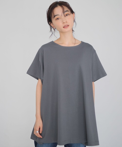 AMERICAN HOLIC（アメリカンホリック）の「フレアライン半袖カットプルオーバー　＊（Tシャツ/カットソー・レディース・サックスブルー/その他7/チャコールグレー/アイボリー・L/M）」の2枚目の写真