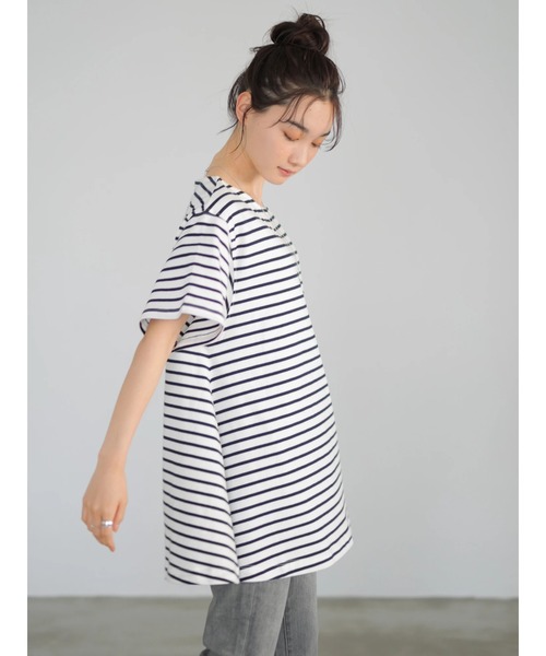 AMERICAN HOLIC（アメリカンホリック）の「フレアライン半袖カットプルオーバー　＊（Tシャツ/カットソー・レディース・サックスブルー/その他7/チャコールグレー/アイボリー・L/M）」の19枚目の写真