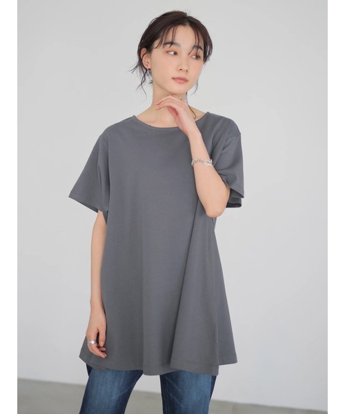 AMERICAN HOLIC（アメリカンホリック）の「フレアライン半袖カットプルオーバー　＊（Tシャツ/カットソー・レディース・サックスブルー/その他7/チャコールグレー/アイボリー・L/M）」の9枚目の写真