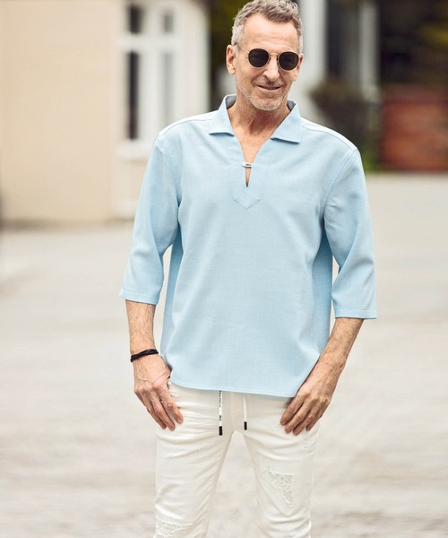 AKM Contemporary（エイケイエムコンテンポラリー）の「AKM Contemporary(エイケイエムコンテンポラリー)速乾 形態安定 カプリシャツ（シャツ/ブラウス・メンズ・ホワイト/サックスブルー/ネイビー・S/M/L/XL）」の20枚目の写真