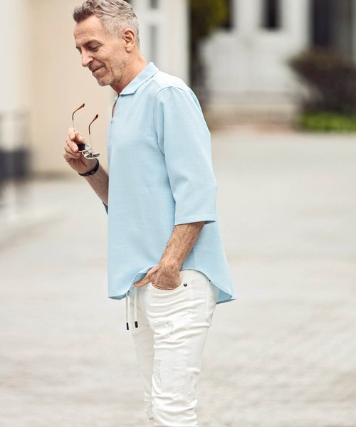 AKM Contemporary（エイケイエムコンテンポラリー）の「AKM Contemporary(エイケイエムコンテンポラリー)速乾 形態安定 カプリシャツ（シャツ/ブラウス・メンズ・ホワイト/サックスブルー/ネイビー・S/M/L/XL）」の14枚目の写真