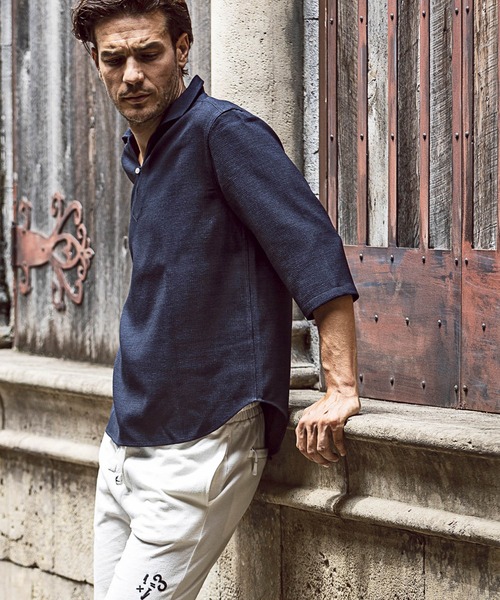 AKM Contemporary（エイケイエムコンテンポラリー）の「AKM Contemporary(エイケイエムコンテンポラリー)速乾 形態安定 カプリシャツ（シャツ/ブラウス・メンズ・ホワイト/サックスブルー/ネイビー・S/M/L/XL）」の6枚目の写真