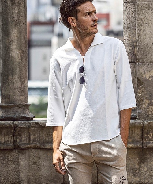 AKM Contemporary（エイケイエムコンテンポラリー）の「AKM Contemporary(エイケイエムコンテンポラリー)速乾 形態安定 カプリシャツ（シャツ/ブラウス・メンズ・ホワイト/サックスブルー/ネイビー・S/M/L/XL）」の13枚目の写真