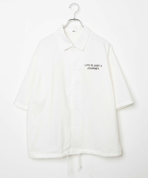 WEGO(ウィゴー)の「WEGO/フォトグラフィック5分袖コーチジャケット(ブルゾン・メンズ・ブラック/ホワイト・MEDIUM/LARGE)」の3枚目の写真