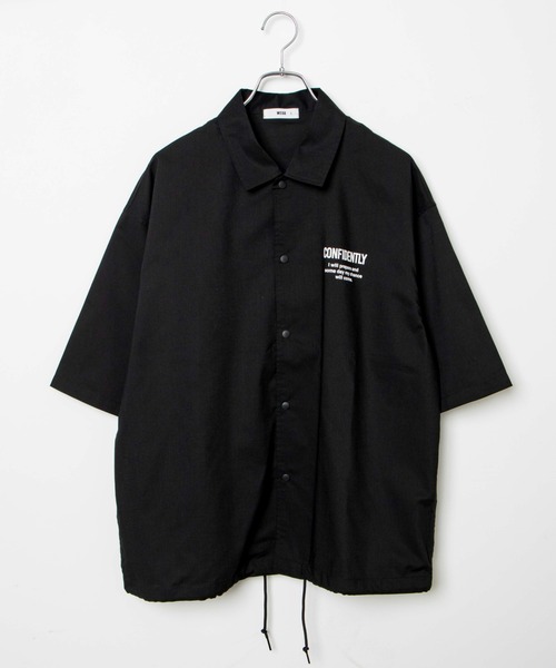 WEGO(ウィゴー)の「WEGO/フォトグラフィック5分袖コーチジャケット(ブルゾン・メンズ・ブラック/ホワイト・MEDIUM/LARGE)」の4枚目の写真