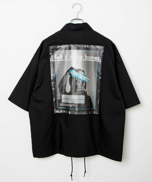 WEGO(ウィゴー)の「WEGO/フォトグラフィック5分袖コーチジャケット(ブルゾン・メンズ・ブラック/ホワイト・MEDIUM/LARGE)」の15枚目の写真